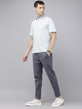 Men's Blue Cotton Caribbean Slim Fit Stripes Printed 4 Pocket Cross Pocket Trouser